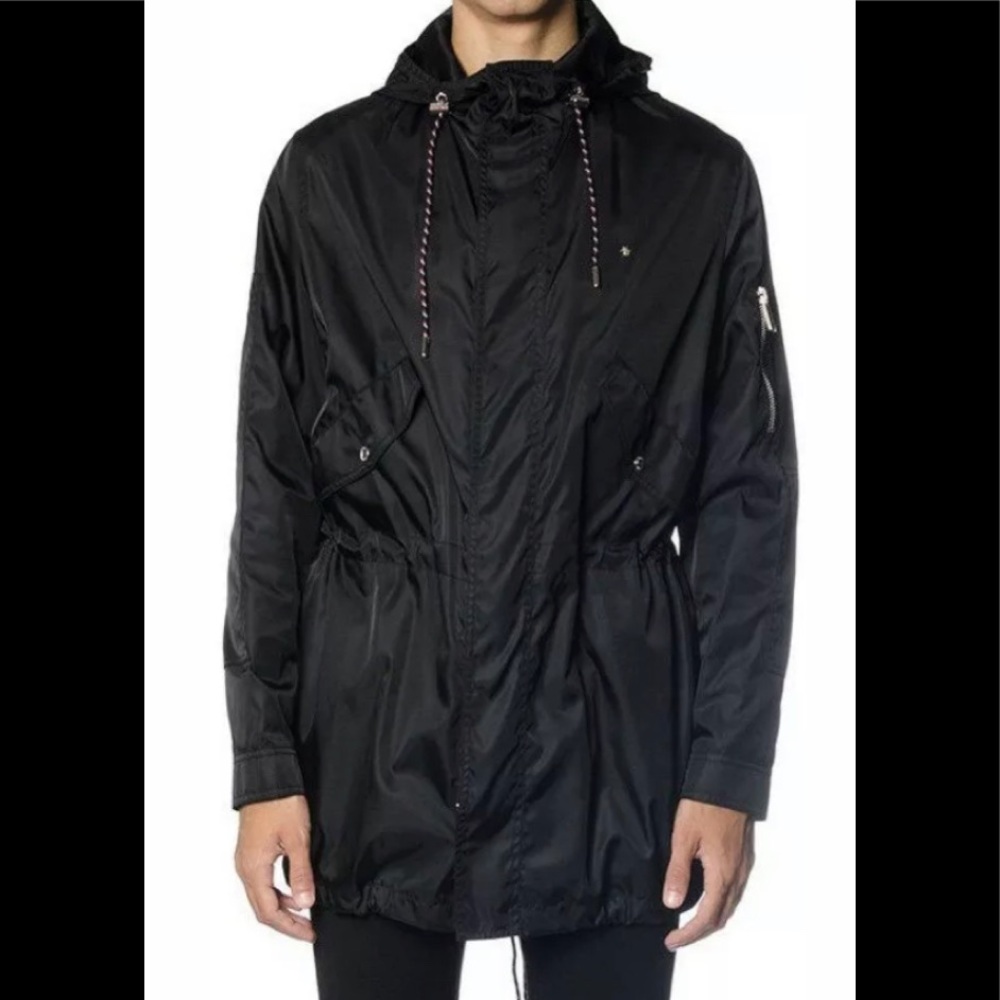 Dior Homme Drawstring Parker Coat in Black 50/L